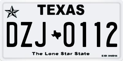 TX license plate DZJ0112