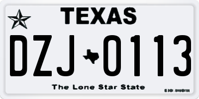 TX license plate DZJ0113