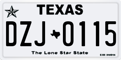 TX license plate DZJ0115