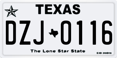 TX license plate DZJ0116
