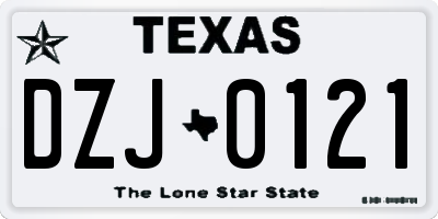 TX license plate DZJ0121