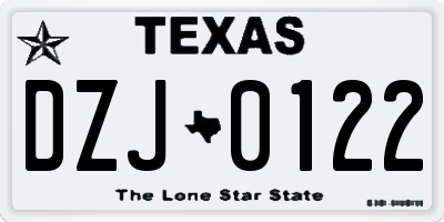 TX license plate DZJ0122