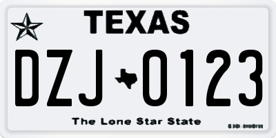 TX license plate DZJ0123