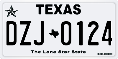 TX license plate DZJ0124