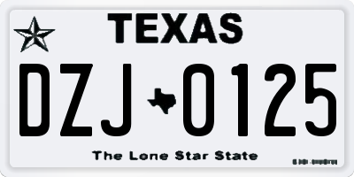 TX license plate DZJ0125