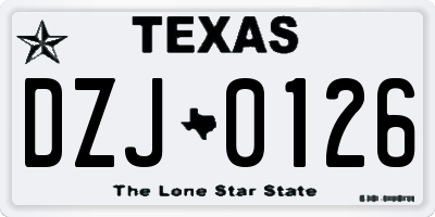 TX license plate DZJ0126