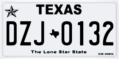 TX license plate DZJ0132