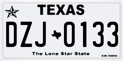 TX license plate DZJ0133