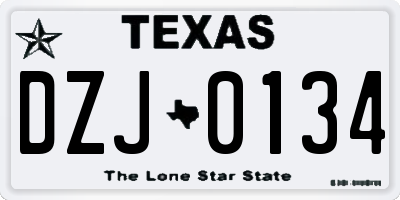 TX license plate DZJ0134