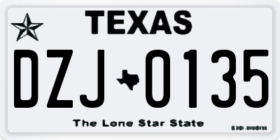 TX license plate DZJ0135