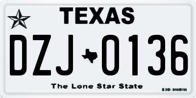 TX license plate DZJ0136
