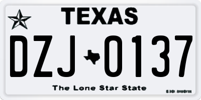 TX license plate DZJ0137