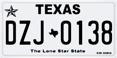 TX license plate DZJ0138