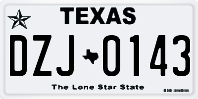 TX license plate DZJ0143