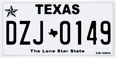 TX license plate DZJ0149
