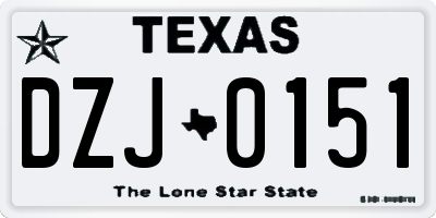 TX license plate DZJ0151