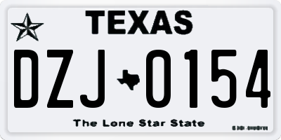 TX license plate DZJ0154