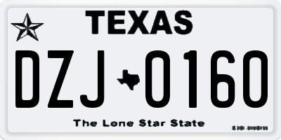 TX license plate DZJ0160