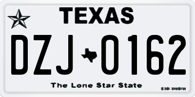 TX license plate DZJ0162