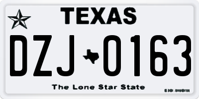 TX license plate DZJ0163