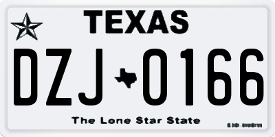 TX license plate DZJ0166