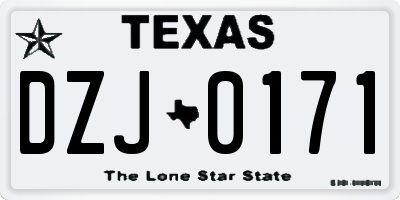 TX license plate DZJ0171