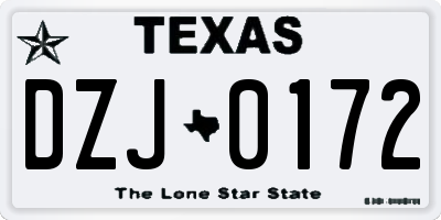 TX license plate DZJ0172