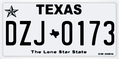 TX license plate DZJ0173