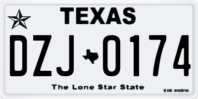TX license plate DZJ0174