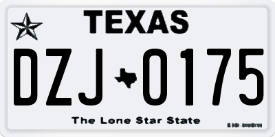 TX license plate DZJ0175