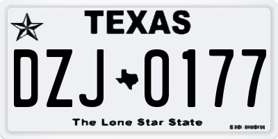 TX license plate DZJ0177