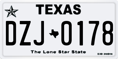 TX license plate DZJ0178