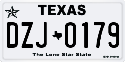 TX license plate DZJ0179