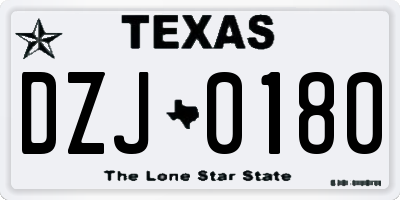 TX license plate DZJ0180
