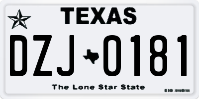 TX license plate DZJ0181