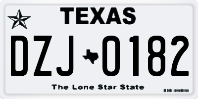 TX license plate DZJ0182