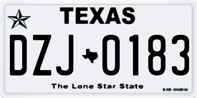 TX license plate DZJ0183