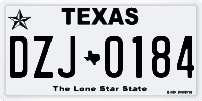 TX license plate DZJ0184