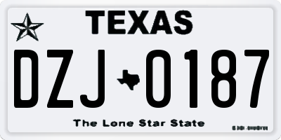 TX license plate DZJ0187