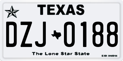 TX license plate DZJ0188