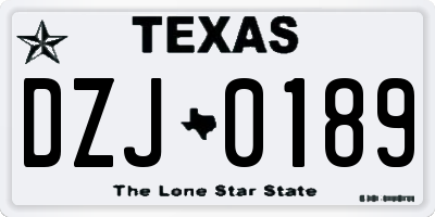 TX license plate DZJ0189