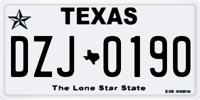 TX license plate DZJ0190