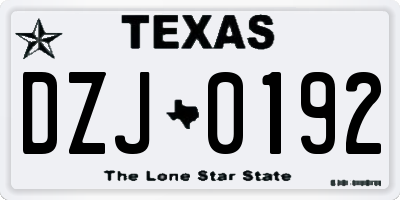 TX license plate DZJ0192