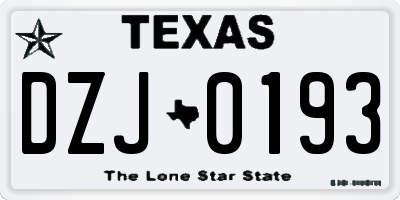 TX license plate DZJ0193