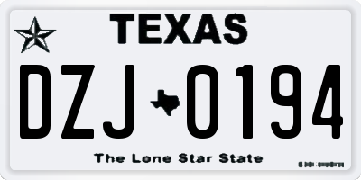 TX license plate DZJ0194