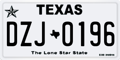 TX license plate DZJ0196