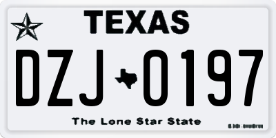 TX license plate DZJ0197