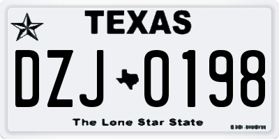 TX license plate DZJ0198