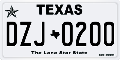 TX license plate DZJ0200