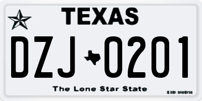 TX license plate DZJ0201